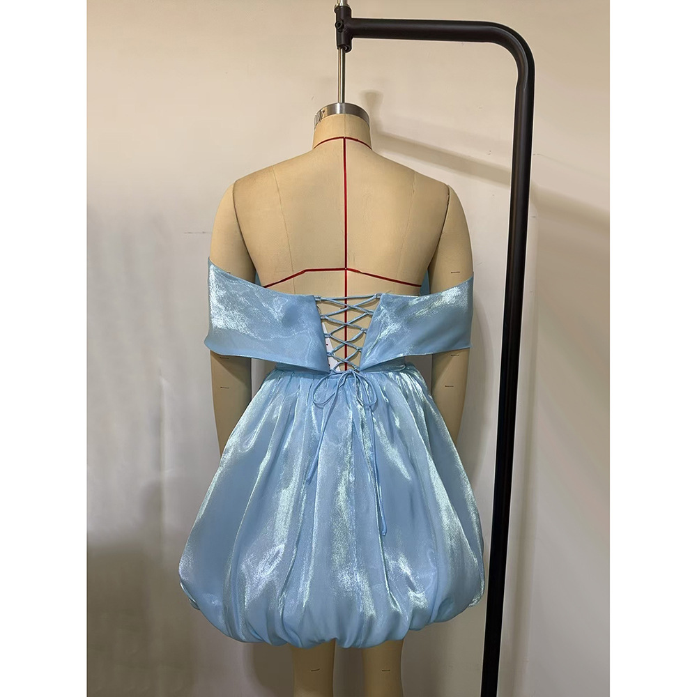 Summer Women Clothing Short Temperamental offShoulder Party Puff Short Dress 8 Summer Women Clothing Short Temperamental offShoulder Party Puff Short Dress