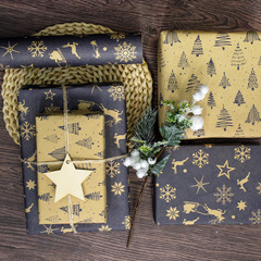 クリスマスギフト包装紙クラフト紙両面印刷ギフト包装紙ロール大判包装紙