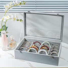 冰花绒布珠宝手镯箱40位玉器翡翠手镯盒玉镯子展示收纳盒首饰展示