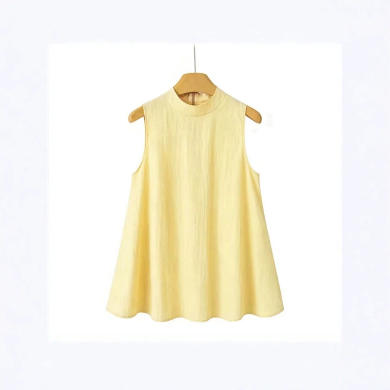 New style women's sleeveless shirt with stand-up collar, solid color, suitable for summer, casual and slim-fit, designed to cover the body and can be worn as an inner layer New style women's sleeveless shirt with stand-up collar, solid color, suitable for summer, casual and slim-fit, designed to cover the body and can be worn as an inner layer