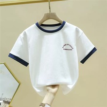 1376#21支棉女童短袖T恤夏装新款洋气儿童韩版纯棉体恤女孩白色上