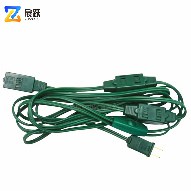 亚马逊热销美标两芯户外延长线庭院15FT延长线灯串插座3孔位1-15P