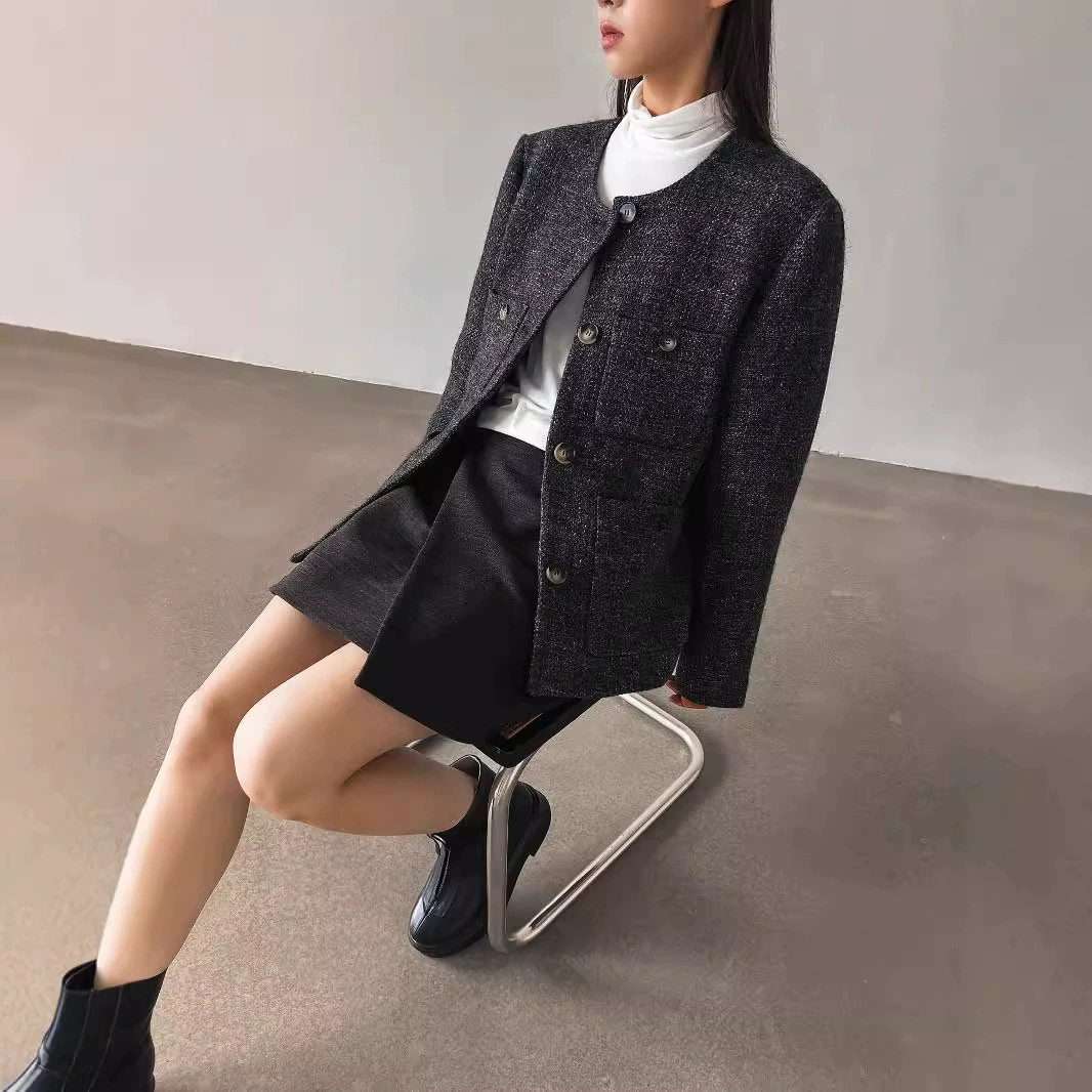 Сухие журавли осенние и зимние французские толстые цветы маленькие ароматные ветры ретро модные короткие пальто повседневные тонкие пальто женские