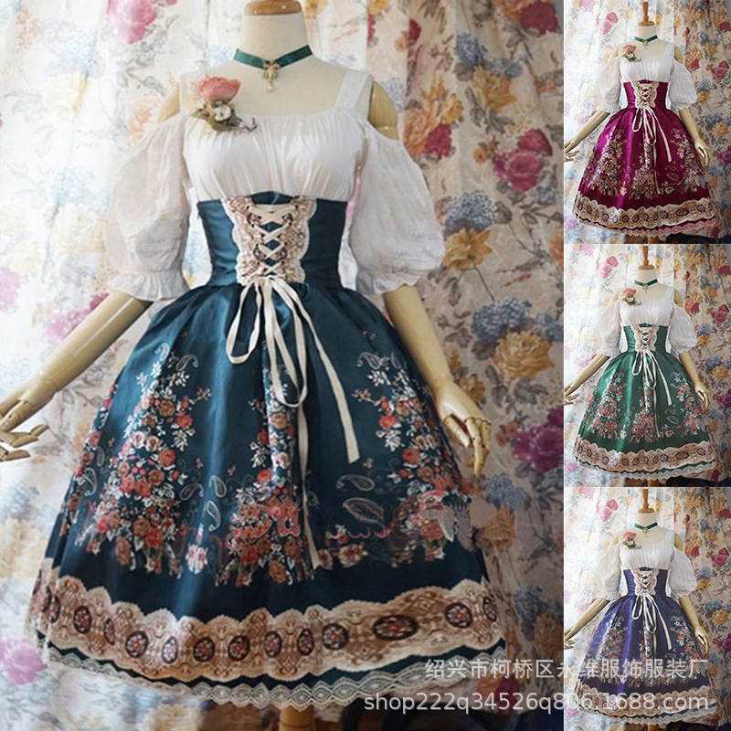 Foreign trade new women's retro strap dress Lolita style slim fit Amazon doll European and American style Foreign trade new women's retro strap dress Lolita style slim fit Amazon doll European and American style