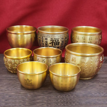 黄铜招财米缸百福铜缸金属工艺品商务礼品中式家居办公室书法摆件