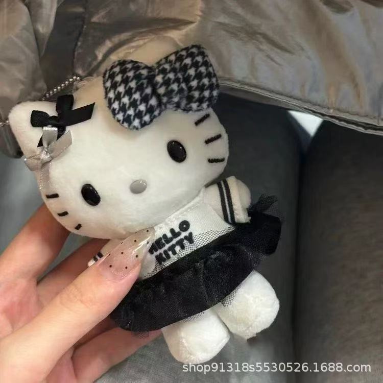 三丽鸥hello kitty包包挂饰哈喽hallo公仔凯蒂猫kt猫玩偶黑色挂件|undefined