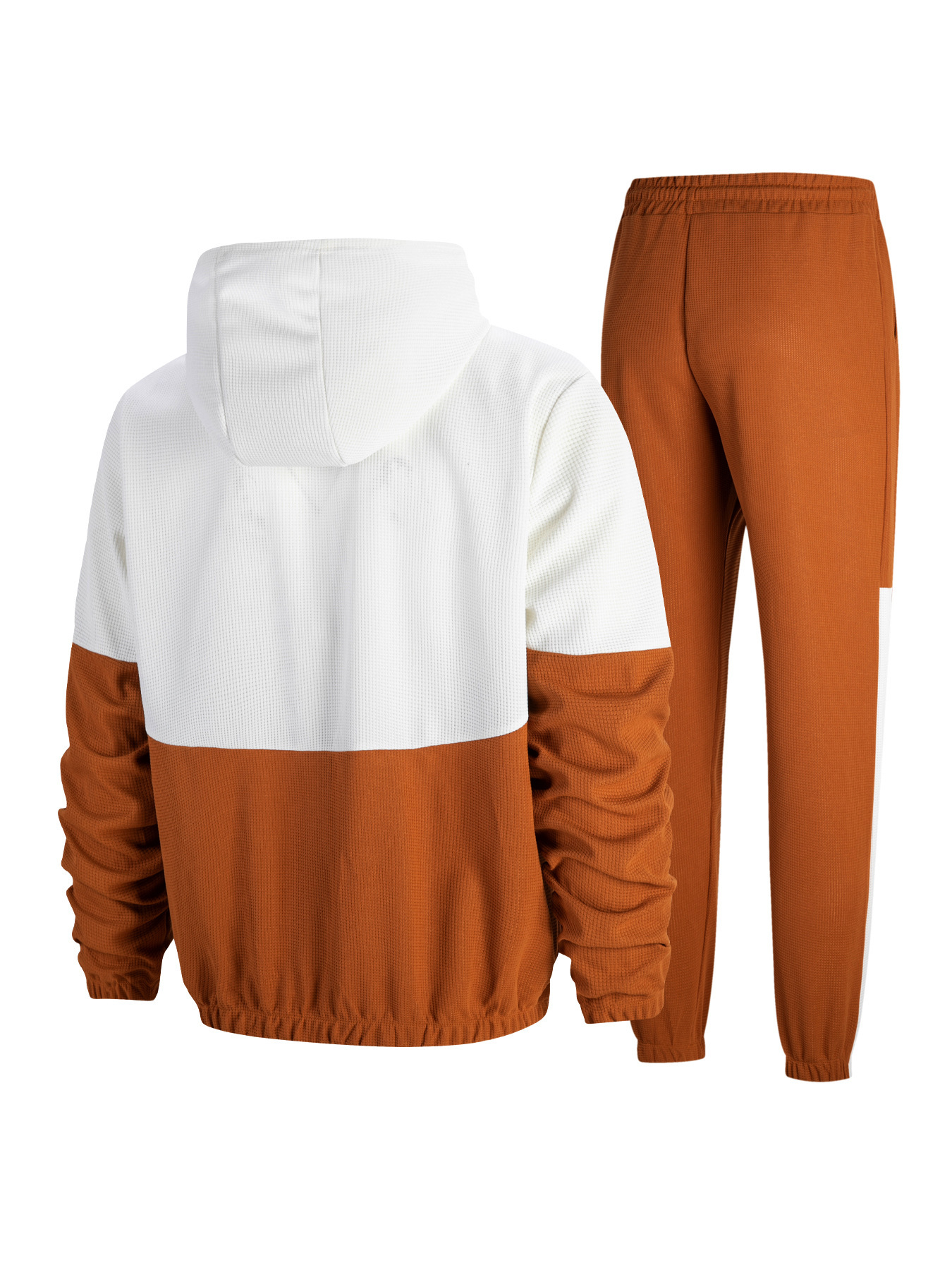 Herren-Trainingsjacke mit Kapuze, Reißverschluss, zwei Taschen, Patchwork-Design, Farbblock-Design, normale Passform, Kurzarm, elegant, aus Polyester_voghion.com