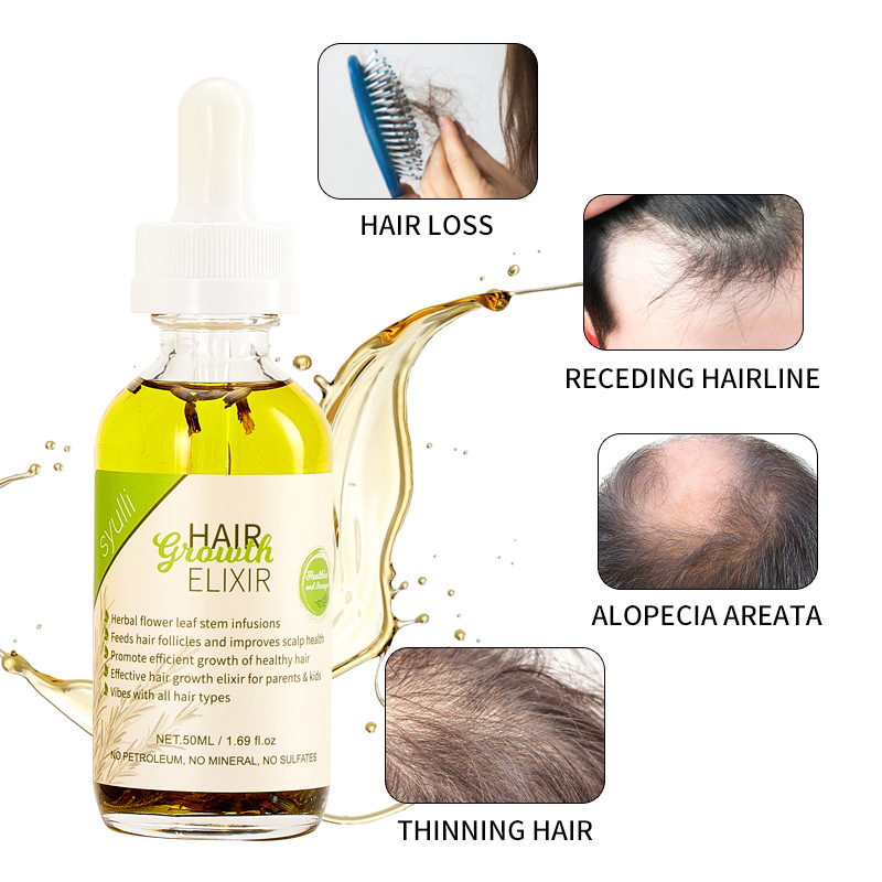 Cross-Border Herbal Hair Oil Rosemary Anti-Hair Loss Anti-Breakage Scalp Massage Oil Thickening Hair Care Essential Oil Hairline
