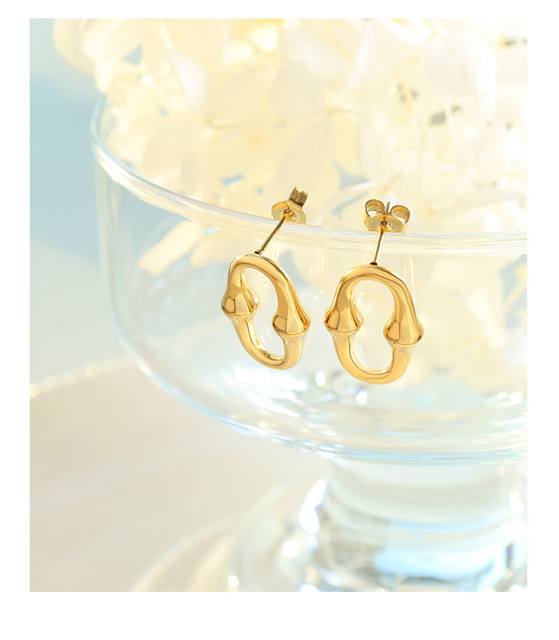 Simple Style Oval Titanium Steel Plating Ear Studs 1 Pair