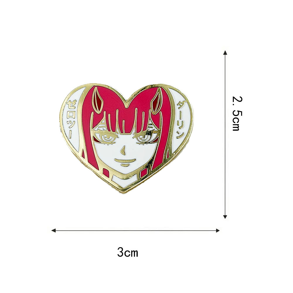 Anime Peripheral Enamel Metal Brooches, National Team 02 Heart Badges, Wholesale Pins for 2D Fans' Collection