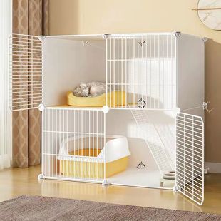 Cat Cage with Toilet Villa Large Free Space Indoor Empty Cage Cats Home Three-layer Small Cat Nest