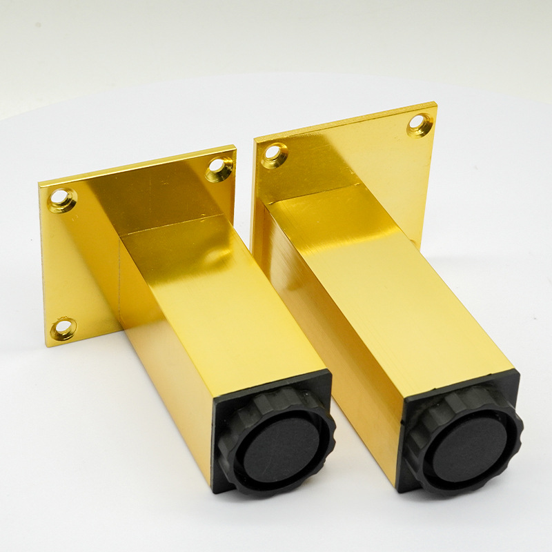 方形铝合金桌腿氧化金色家具电视柜支撑腿增高底座加厚承重脚架