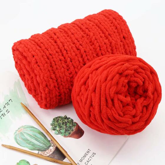 7mm chenille 2 two ice bar hand woven coarse wool hook shoe line pillow scarf hat bag foreign trade blanket line