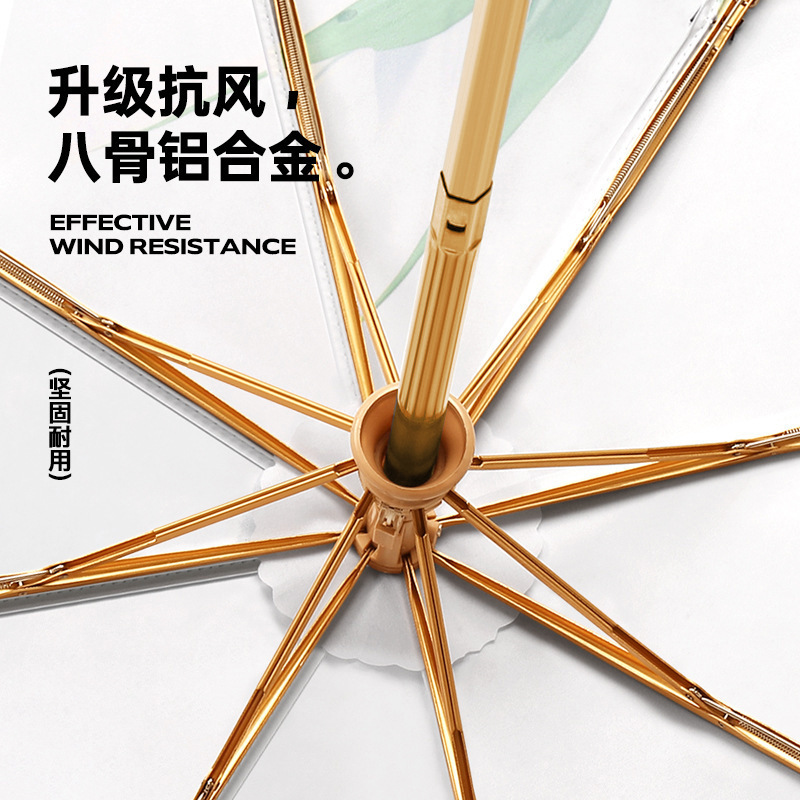 太阳伞女士自动金杆折叠伞高级感防晒遮阳伞彩胶防紫外线晴雨两用|undefined