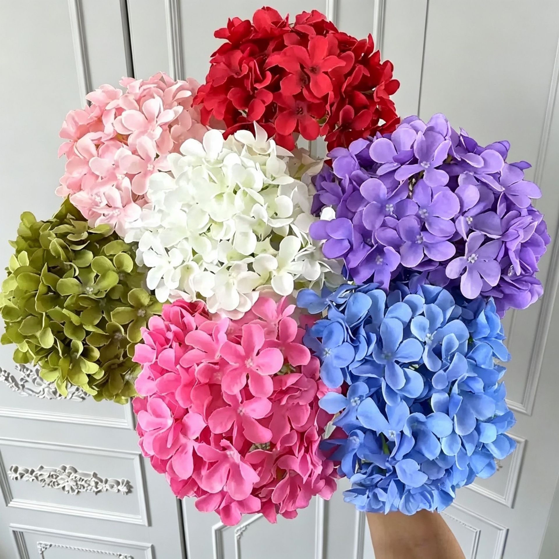 90개입 싱글 스틱형 인공 수국 웨딩 장식용 조화, 웨딩 데코레이션, 꽃벽, 꽃줄, 소프트 장식, 꽃꽂이 도매