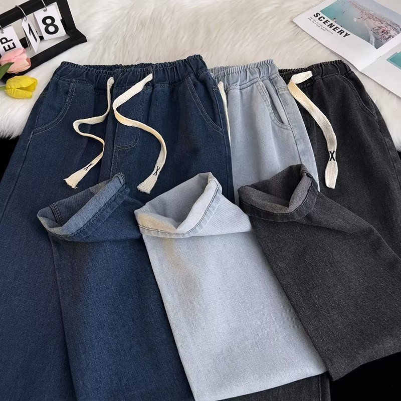 High-End Jeans for Men, American Bf Style, Retro New Fashion Brand, Loose Fit, Slimming, Straight Wide-Leg Pants