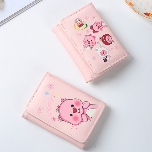 Puppy tri-fold wallet for women with big ears dog card holder student high-looking cute cartoon ID small wallet