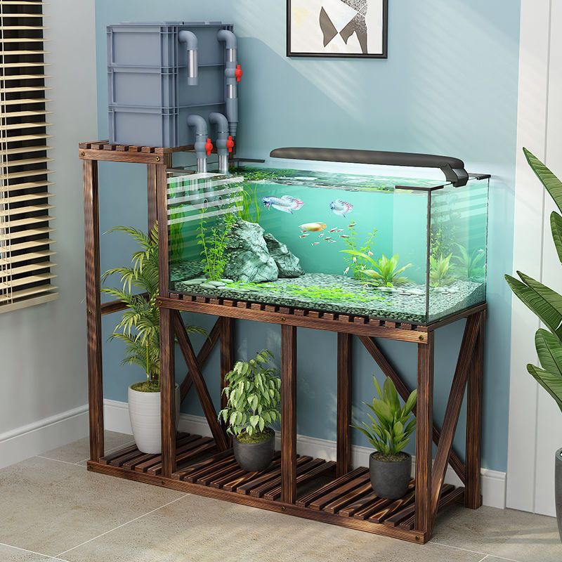 Solid Wood Fish Tank Stand, Flower Stand, Floor-Standing Fish Tank Base, Bottom Cabinet, Multi-Layer New Thickened Grass Tank and Sea Tank Bracket