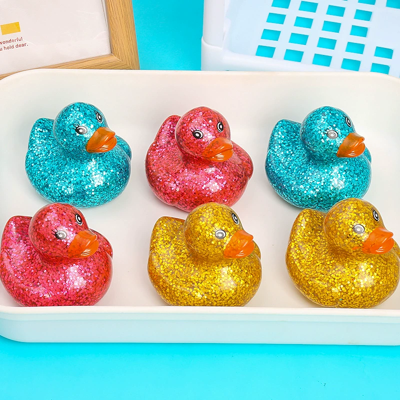 Игрушка для ванны (B.Duck) 6 см светящаяся уточка с блёстками, плавающая мультяшная игрушка