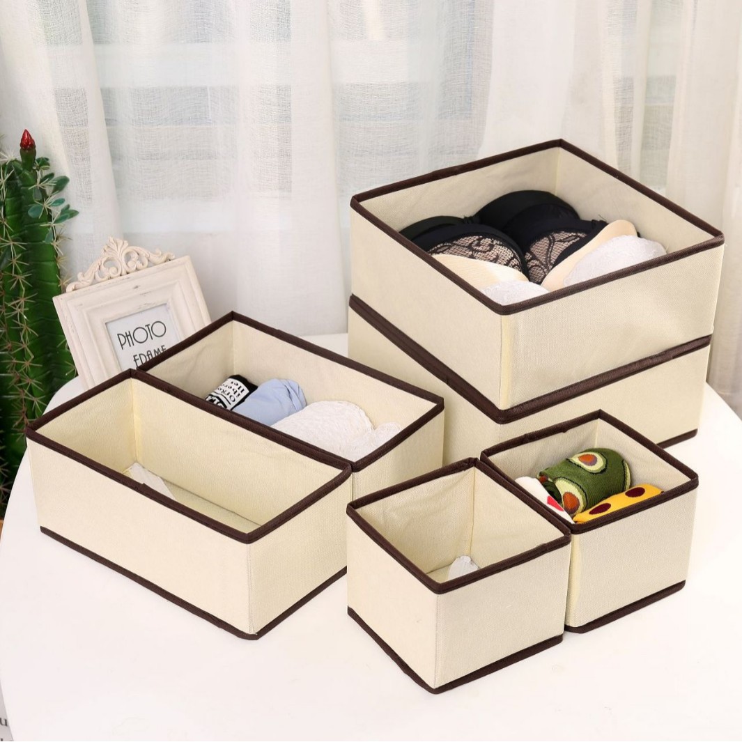 Ropa interior no cubierta TELA ESCOCESA sujetador de escritorio ropa interior calcetines caja de almacenamiento cajón organizador caja de almacenamiento conjunto de seis piezas