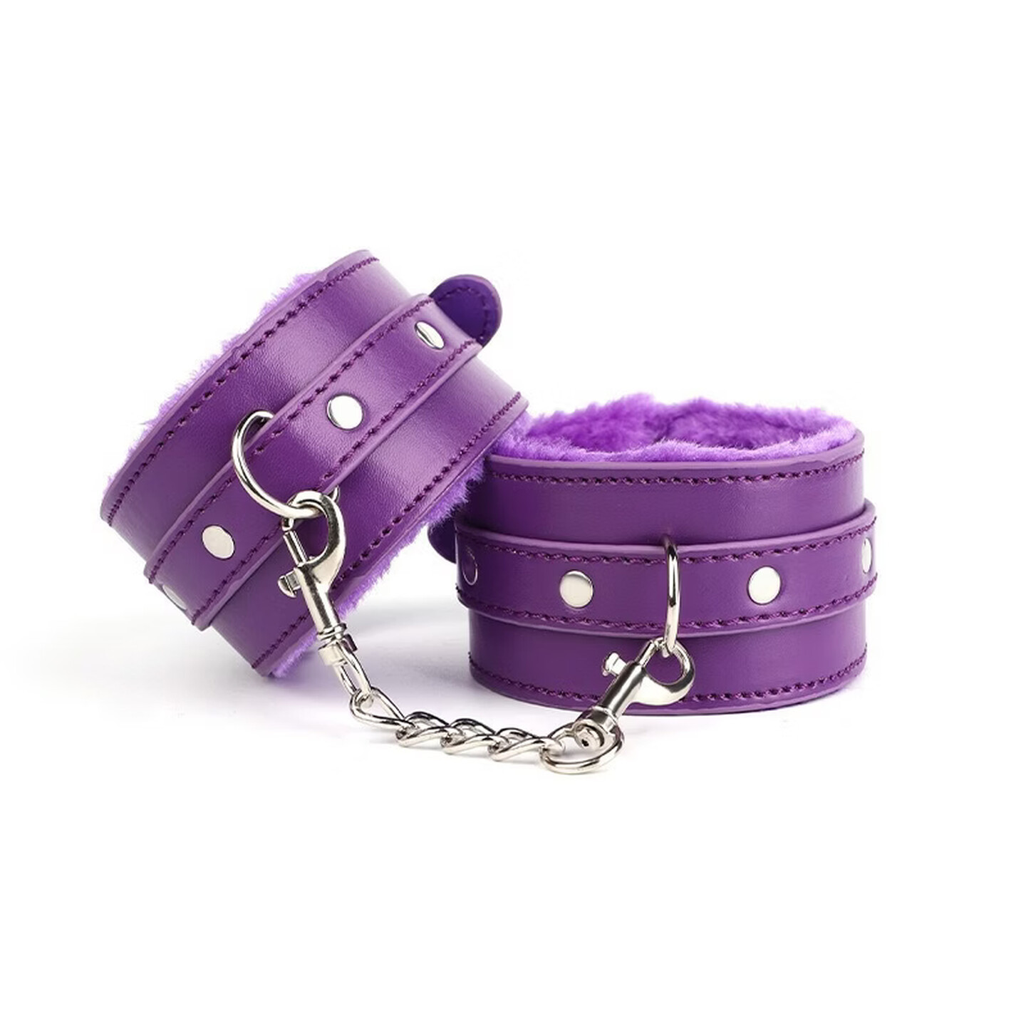 Plush Leather Handcuffs, Soft Adult Restraint Cuffs, Red Bondage Accessory — detail image 7