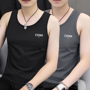 Vest Men's Summer Letter Printed Sleeveless T-Shirt Men's Loose Casual Tops Youth Sports Fitness Shirt t