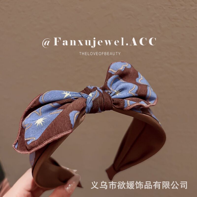 Twilight Forest~ Color-Contrasting Bunny Ear Bow Headband for Women 2025 New Style Trendy High Cranial Headband Fashionable Updo