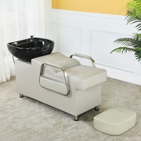 Cama gris - Blanca - maceta Negra - reposabrazos trapezoidales