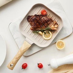 Cross-border Korean-style bacon steak pan with striped flat bottom steak pan, mica non-stick pan, mini breakfast pan, universal
