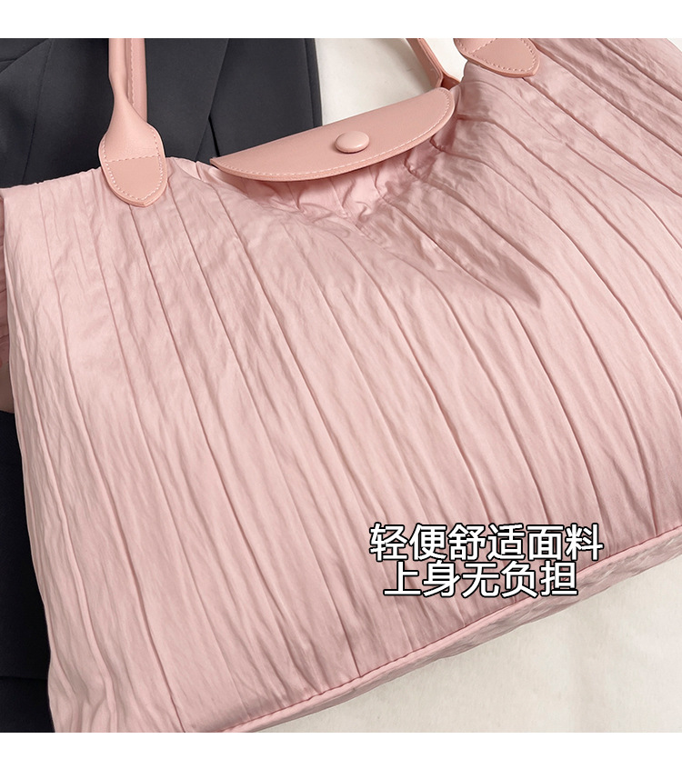 Wrinkled Nylon Handheld Travel Bag Women Large Capacity Single Shoulder Luggage Tote Lightweight Short Trip Business Trip Fitness Storage Bag