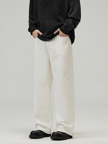 Spring and Autumn American-style Vintage Washed Denim Jeans for Men: Cleanfit Loose-Fit, Straight-Leg, Versatile Workwear Casual Logging Pants