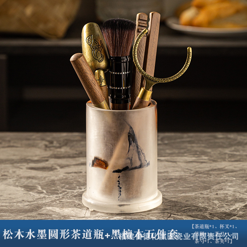 Ceremonia del té seis caballeros set kung fu accesorios de té suministros de almacenamiento de taza de té almohadilla herramientas de preparación de té adornos de mesa de té