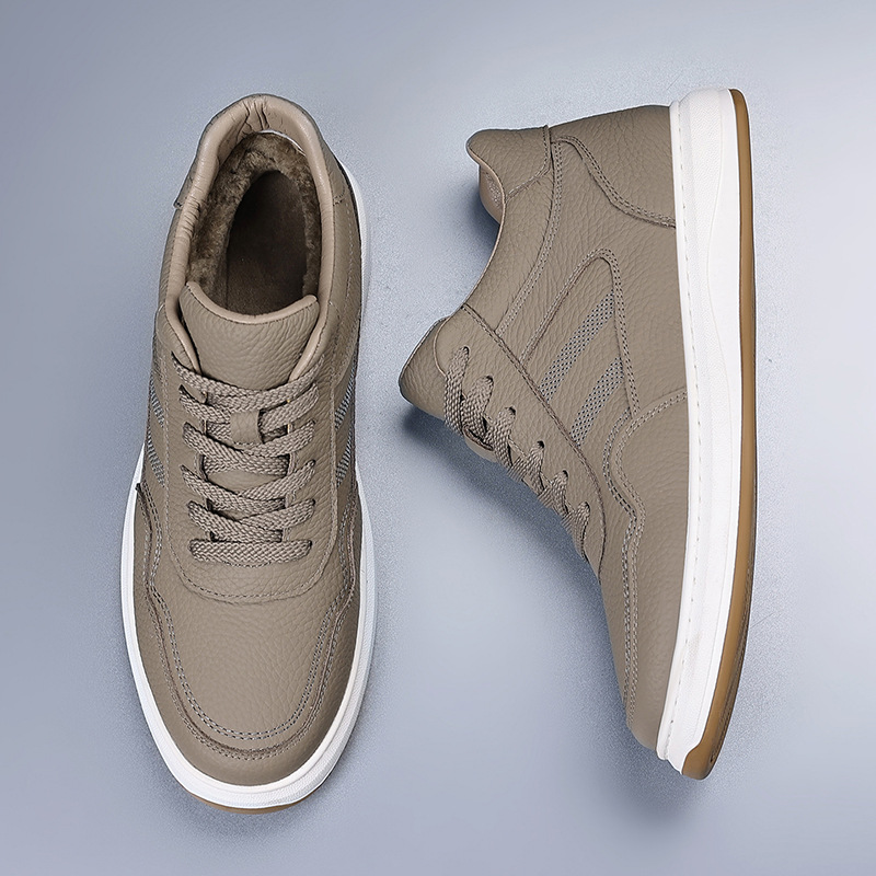 Invierno de piel de vaca nueva lana zapatos de algodón de hombre de cuero más terciopelo calentamiento deportivo casual para hombres zapatos de hombre gruesos