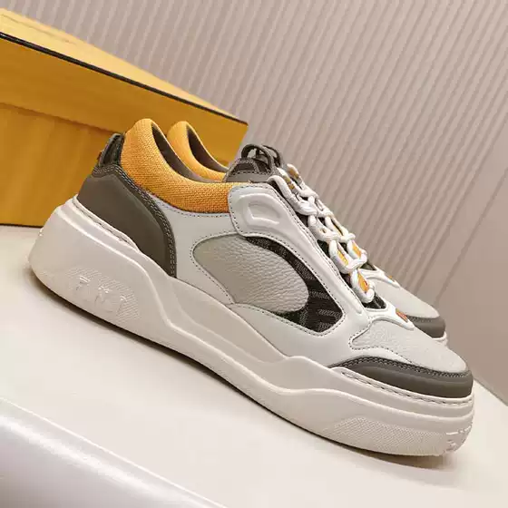 Men's Genuine Leather Thick Sole Skateboard Sneakers Casual Luxury Designer Shoes