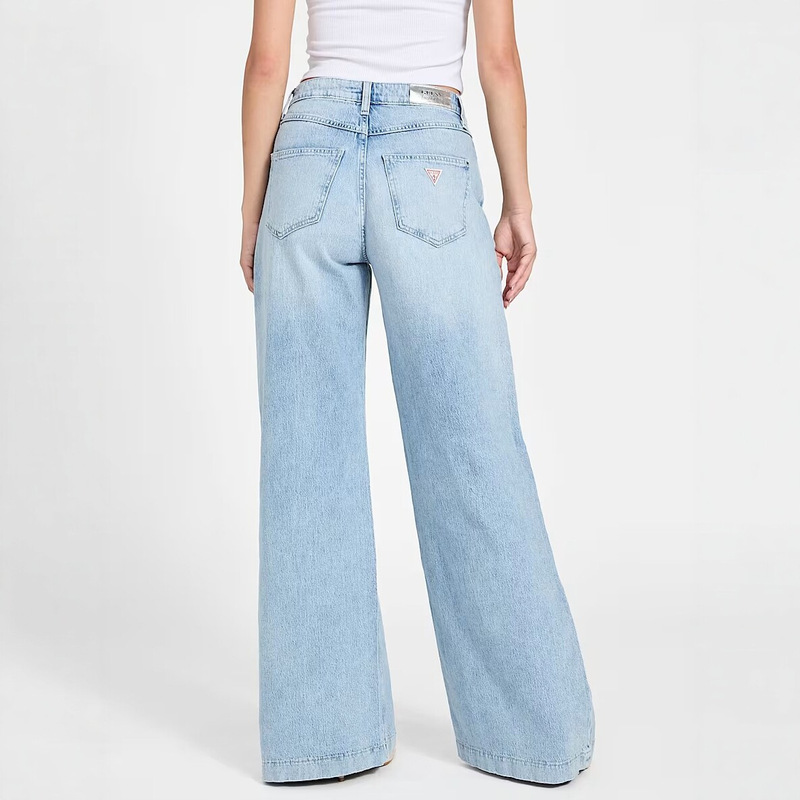 Guess Cross-Border European and American High-Waisted Washed Denim Jeans for Women, Solid Color, Slimming, Versatile, Loose Straight-Leg Pants, Trendy Brand Guess Cross-Border European and American High-Waisted Washed Denim Jeans for Women, Solid Color, Slimming, Versatile, Loose Straight-Leg Pants, Trendy Brand