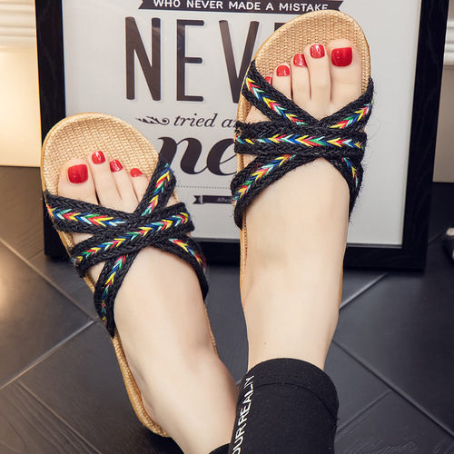 Summer Linen Slippers for Home, Indoor, Women's Couple, Household, Non-slip Thick Sole, Sleepy Feel, Cool Slippers for Men, Wholesale