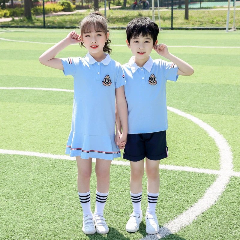 Одежда для детского сада Хлопковая летняя форма для начальной школы Детский костюм с короткими рукавами в стиле Британской академии