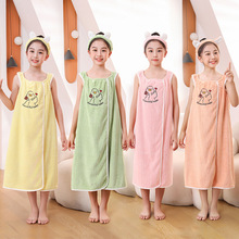 儿童可穿浴巾夏百变浴袍女童浴衣小孩洗澡浴裙吸水速干可爱中大童