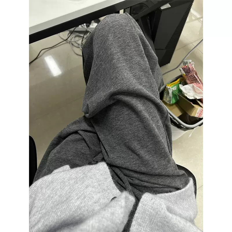 深灰色阔腿裤女2024新款秋季加绒高腰慵懒直筒裤窄版垂感糯米裤子