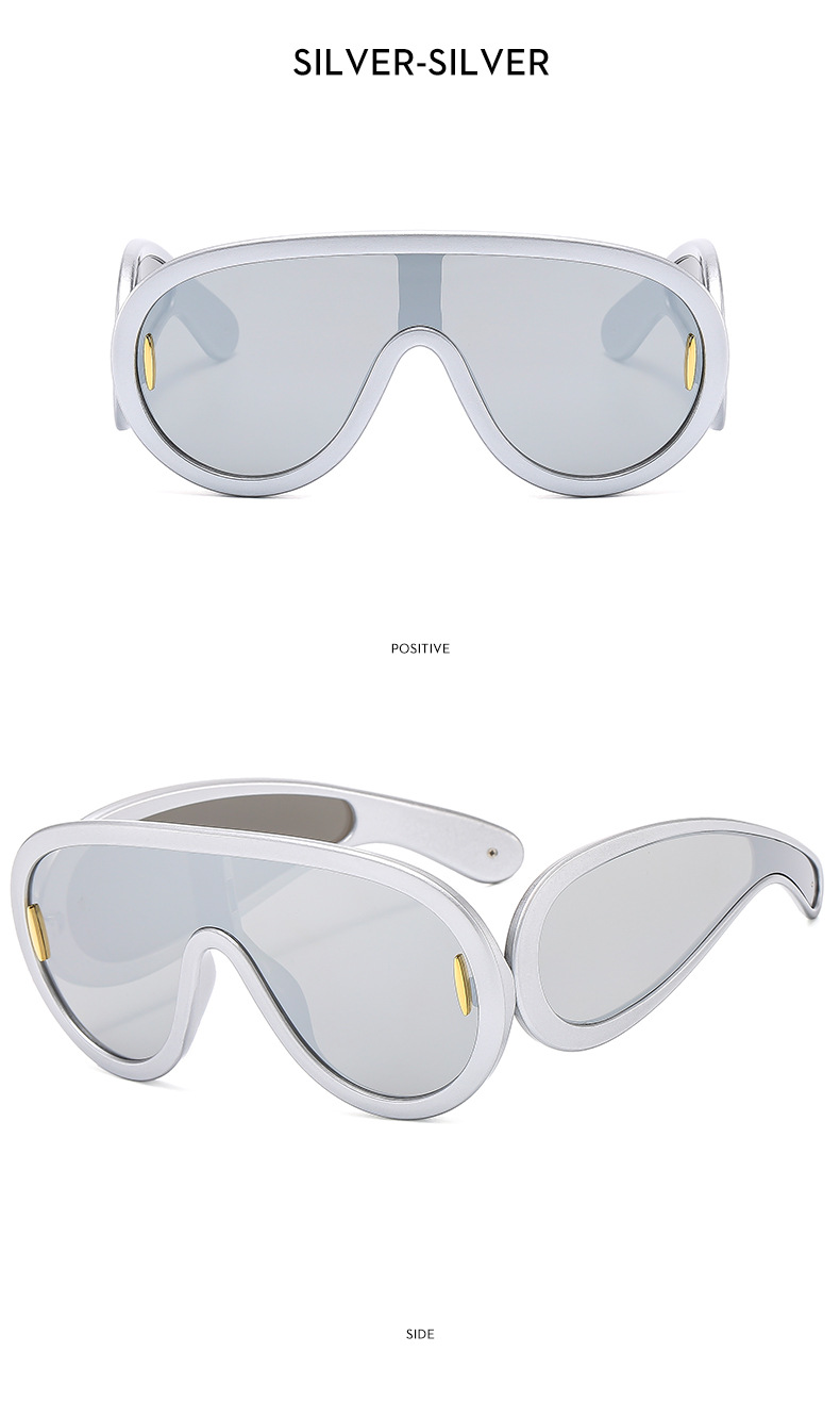 New large frame integrated lens fashionable punk futuristic sunglasses, ins sunglasses_voghion.com