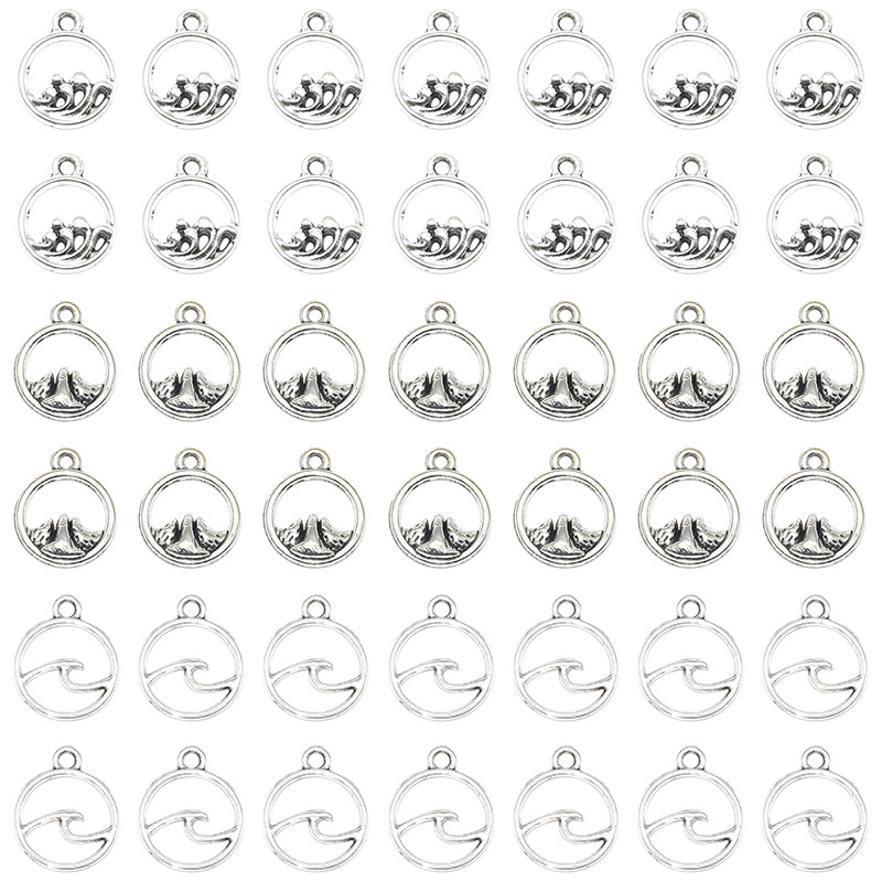 Plating Design 1 Piece Alloy Mountain Sea Wave Pendant DIY Jewelry Accessories