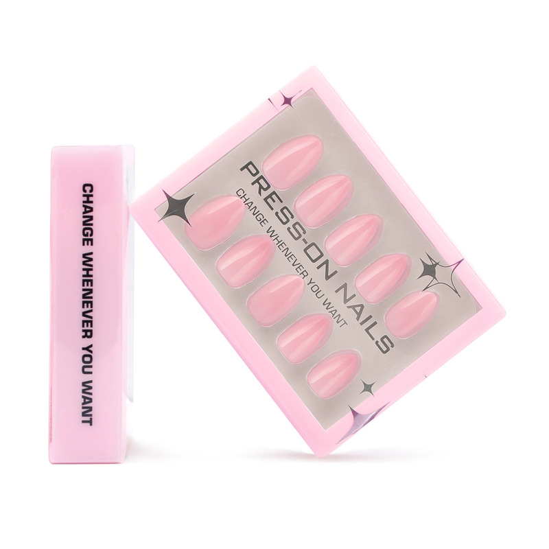 30 Pieces of Pink Pure Color Wearable Nails, High-End Boxed Gel Manicure, Fake Nails, Short Wearable Nails, Customized