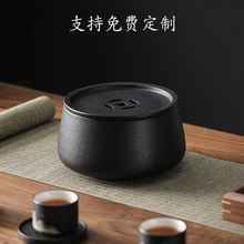 陶瓷茶洗茶斗家用有盖日式禅意水盂黑陶瓷复古带盖茶道建水茶渣缸