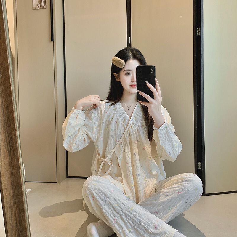 Fashionable Postpartum Clothing Spring and Summer New Style Cloud Cotton Plaid Maternity Nursing Clothes Two-Piece Set Fashionable Postpartum Clothing Spring and Summer New Style Cloud Cotton Plaid Maternity Nursing Clothes Two-Piece Set