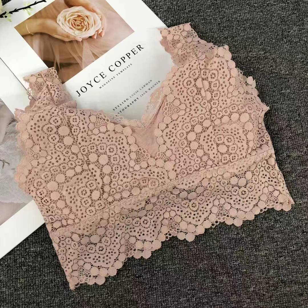 Nuevo encaje de alta elasticidad de alta calidad, chaleco de mujer sin anillo de acero, bra de yoga, ropa interior deportiva, mujer al por mayor