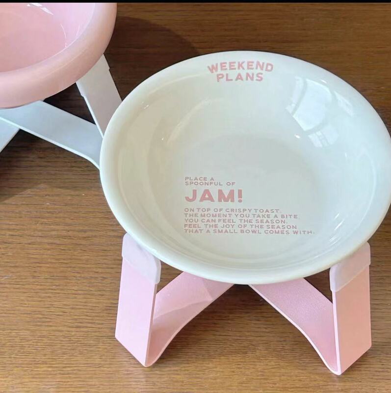 American Pw Pet Bowl Pre-Meal Tray Cat Bowl Ceramic Small Dog Food Bowl Cat Rice Bowl Stand Kitten Food Bowl Food Dish