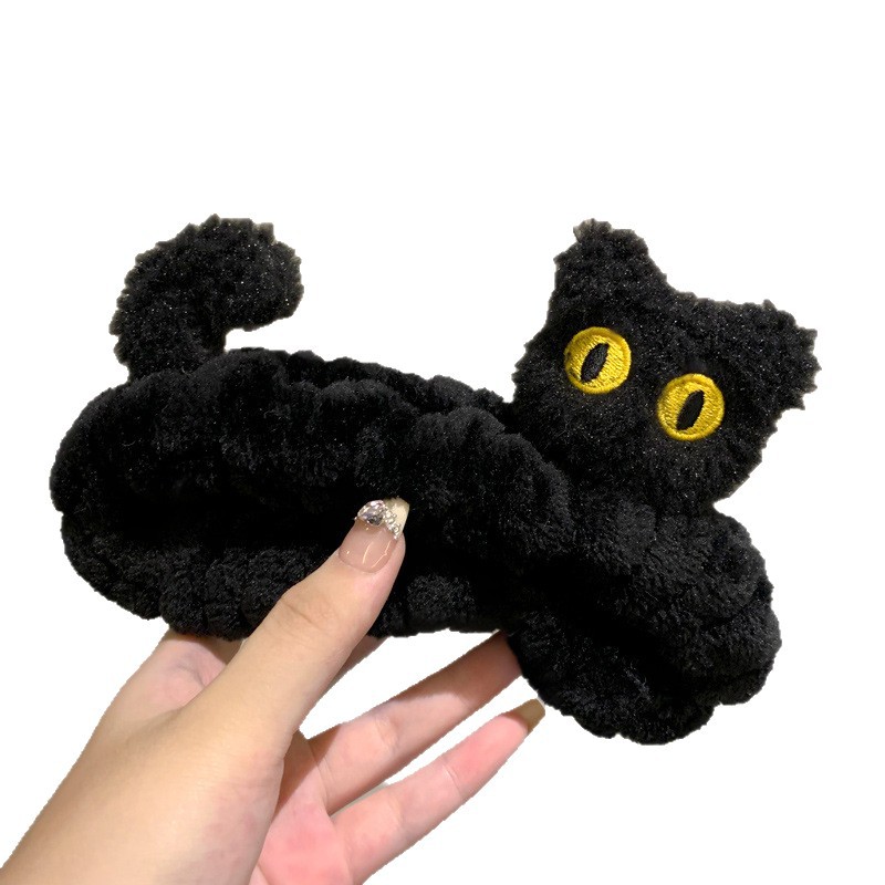 Otoño e invierno peluche dinosaurio maquillaje lavado facial correa de cabello mujer lindo conejo correa de cabello antideslizante gato estrella cerdo adornamiento de cabello