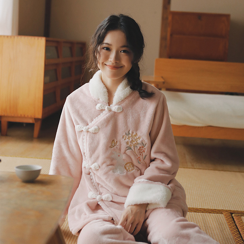 Special Offer 65 - Chinese Style Pajamas for Women, Autumn and Winter Thickened Fleece Coral Fleece Loungewear, New Chinese Style for Winter Special Offer 65 - Chinese Style Pajamas for Women, Autumn and Winter Thickened Fleece Coral Fleece Loungewear, New Chinese Style for Winter