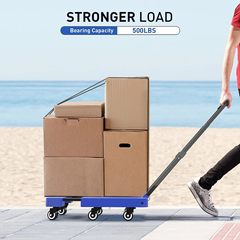 Direct supply hand-pulled foldable portable cart for loading, swivel wheels, foldable handlebar, flat plate with brake, push cart