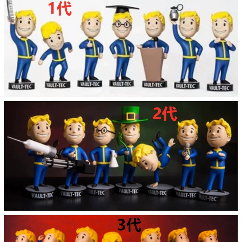 Ручная работа Fallout 7 радиационная детская фигурка, 1‑е поколение, 2‑е поколение, 4‑е поколение, кукла VaultBoy в стиле аниме/мультфильма, декор